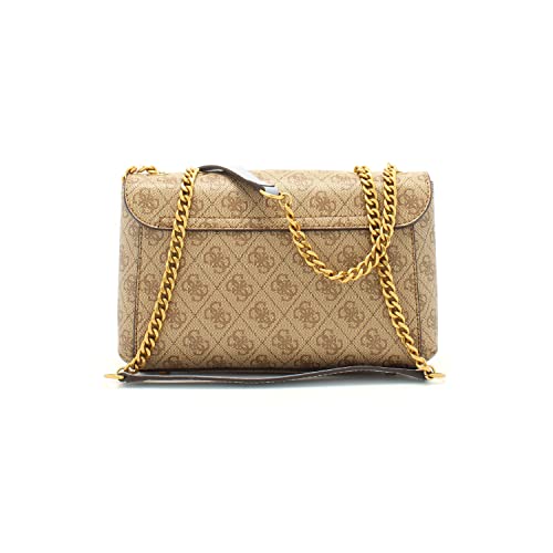 GUESS Nell Convertible Crossbody Flap, Latte Logo/Slate