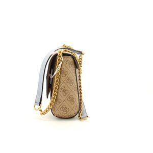 GUESS Nell Convertible Crossbody Flap, Latte Logo/Slate