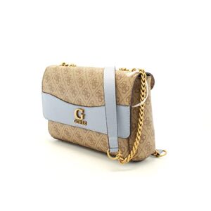 GUESS Nell Convertible Crossbody Flap, Latte Logo/Slate