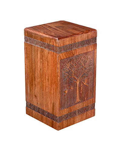 Wooden Urns for Ashes Adult Male or Female - Funeral and Memorial Cremation Urns for Human Ashes up to 250 lbs