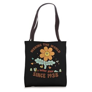 making world better place since 1938 birthday celebration tote bag