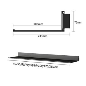 ezkxoprs 1pcs Floating Shelves Wall Mounted, LED Light Aluminum Wall Shelves for Bedroom Living Room Decoration, Storage Plant or Bookshelf ( Color : Black , Size : 50cm )