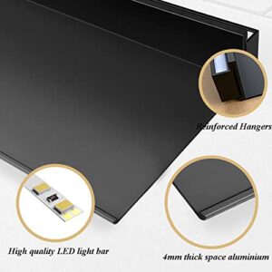 ezkxoprs 1pcs Floating Shelves Wall Mounted, LED Light Aluminum Wall Shelves for Bedroom Living Room Decoration, Storage Plant or Bookshelf ( Color : Black , Size : 50cm )