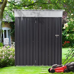 Shintenchi 5x3 FT Outdoor Storage Shed,Waterproof Metal Garden Sheds with Lockable Single Door,Weather Resistant Steel Tool Storage House Shed for Yard,Garden,Patio,Lawn,Dark Grey