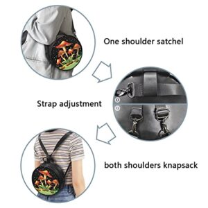 xixirimido Mushroom Backpack Purse Women's for Girls Mini Round Crossbody Handbag Messenger Lightweight with Zipper Daypack Shoulder Satchel