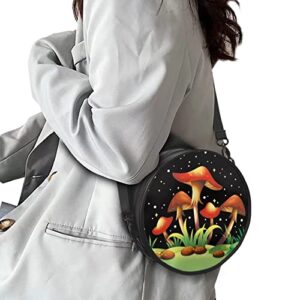 xixirimido Mushroom Backpack Purse Women's for Girls Mini Round Crossbody Handbag Messenger Lightweight with Zipper Daypack Shoulder Satchel