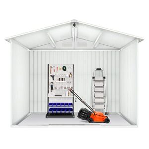 HOGYME Storage Shed 8' x 8' Outdoor Garden Shed Metal Shed Suitable for Storing Garden Tool Lawn Mower Ladder Grey