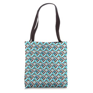blue and brown patchwork quilt cozy pattern tote bag