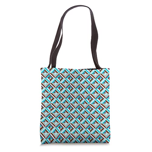 Blue and Brown Patchwork Quilt Cozy Pattern Tote Bag