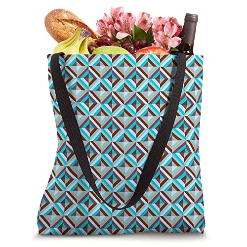 Blue and Brown Patchwork Quilt Cozy Pattern Tote Bag