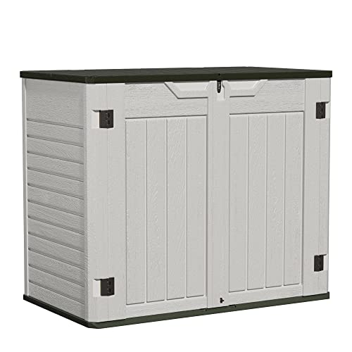 Greesum Outdoor Horizontal Resin Storage Sheds 34 Cu. Ft. Weather Resistant Resin Tool Shed, Extra Large Capacity Weather Resistant Box for Bike, Garbage Cans, Lawnmowe, Without Divider