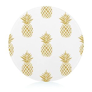 gold pineapple glass cutting board scratch resistant round chopping board for kitchen 7.9 in
