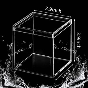 Juexica 12 Pieces Clear Acrylic Plastic Square Cube Small Acrylic Box with Lid Decorative Storage Boxes Jewelry Display Box Mini Clear Container for Home Candy Pill and Tiny Jewelry (4 x 4 x 4 Inch)