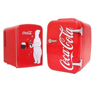 coca-cola 4l portable cooler/warmer & cooluli retro coca-cola mini fridge for bedroom – car, office desk & college dorm room – 4l/6 can 12v portable cooler & warmer for food, drinks & skincare