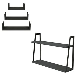 sriwatana u shelves set of 3 and 2-tier floating shelf（contains 2 items）