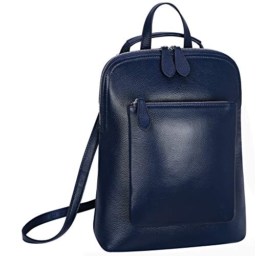 HESHE Leather Backpack for Women Fashion Casual Backpack Purse (Navy Blue-T014)