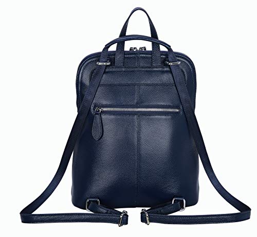 HESHE Leather Backpack for Women Fashion Casual Backpack Purse (Navy Blue-T014)