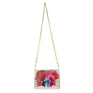 Mary Frances Centerpiece, White Floral Crossbody Clutch Handbag