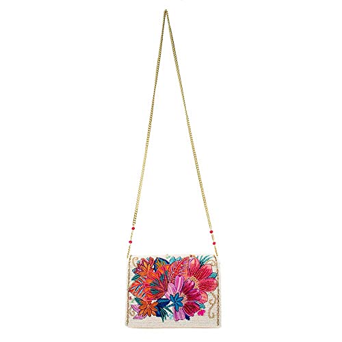 Mary Frances Centerpiece, White Floral Crossbody Clutch Handbag