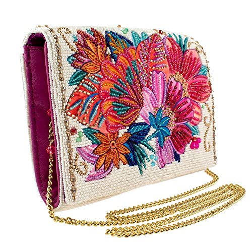 Mary Frances Centerpiece, White Floral Crossbody Clutch Handbag