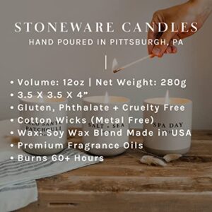 Sweet Water Decor Flannel Soy Candle | Vanilla Bean, Almond, Caramel, Coriander, Ginger, and Nutmeg Scented Candles for Home | 12oz Cream Stoneware Jar, 60+ Hour Burn Time, Made in the USA