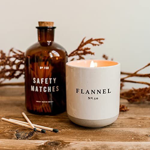 Sweet Water Decor Flannel Soy Candle | Vanilla Bean, Almond, Caramel, Coriander, Ginger, and Nutmeg Scented Candles for Home | 12oz Cream Stoneware Jar, 60+ Hour Burn Time, Made in the USA