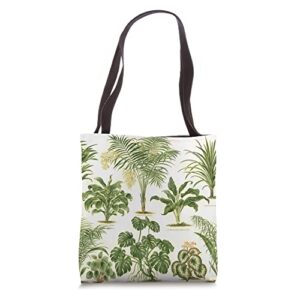 monstera succulent plant palm tree botanical illustration tote bag