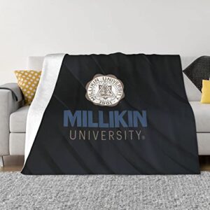 millikin university logo flannel throw blanket, 60×50 inches soft blanket for couch, cozy, warm ，all season.