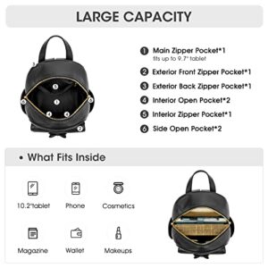 Kattee Mini Backpack for Women, Genuine Leather Purse for Girls, Cute Small Bookbag, Black