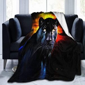 50″x40″ blanket panther sunset black fleece blanket throw blanket lightweight microfiber blankets for bed couch sofa blanket quilt