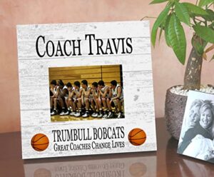 broad bay basketball coach gift plaque with photo – upload team picture – frame alternative personalized appreciation award for end of season coaches present 10in x 10in (basketball)