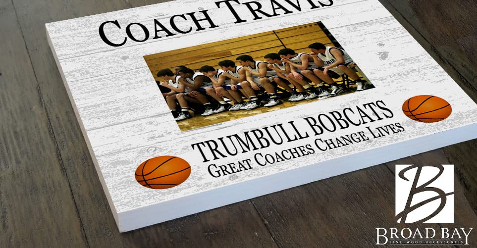 Broad Bay Basketball Coach Gift Plaque with Photo - UPLOAD Team Picture - Frame Alternative Personalized Appreciation Award For End Of Season Coaches Present 10in x 10in (Basketball)