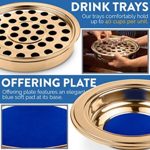 Steadfast Selections - (Cup Tray) Premium Gold Communion Trays for Churches | Communion Set | Communion Plates for Church | Communion Tray Set | Communion Supplies | Church Communion Ware