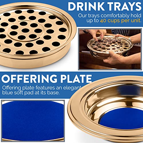 Steadfast Selections - (Cup Tray) Premium Gold Communion Trays for Churches | Communion Set | Communion Plates for Church | Communion Tray Set | Communion Supplies | Church Communion Ware