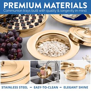 Steadfast Selections - (Cup Tray) Premium Gold Communion Trays for Churches | Communion Set | Communion Plates for Church | Communion Tray Set | Communion Supplies | Church Communion Ware