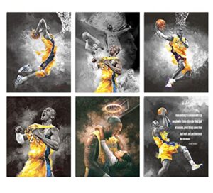 hw hongwu kobe bryant canvas wall art painting – print pictures art lakers painting 8×10 inches set of 6 unframed for for home décor