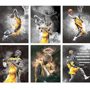 HW Hongwu Kobe Bryant Canvas Wall Art Painting – Print Pictures Art Lakers Painting 8x10 inches Set of 6 Unframed for for Home Décor