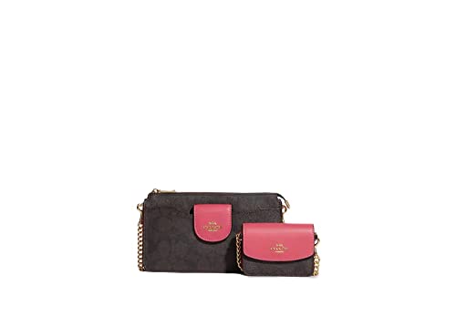 Coach Women's Poppy Crossbody In Signature Canvas With Disco Star Print (Brown/Watermelon)