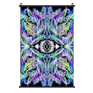 vintage psychedelic trippy colour poster wall graffiti scroll art painting print eye hippie wall decor bedroom living room apartment teen 16×24 in