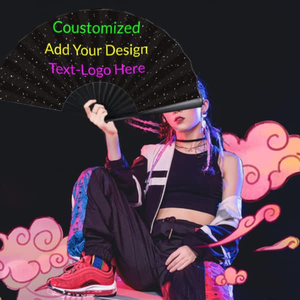 FRYSEFDFV Add Your Own Text and Design Custom Business Personalized Bamboo Folding Hand Dancing Fan,Wall Decoration Foldable Rave Fan