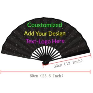 FRYSEFDFV Add Your Own Text and Design Custom Business Personalized Bamboo Folding Hand Dancing Fan,Wall Decoration Foldable Rave Fan