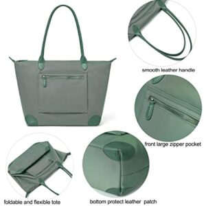 DORIS&JACKY Nylon Handbags For Women Leather Satchel Shoulder Purse Large Lightweight Work Travel Tote Bags Top Zipper (19-light green)…