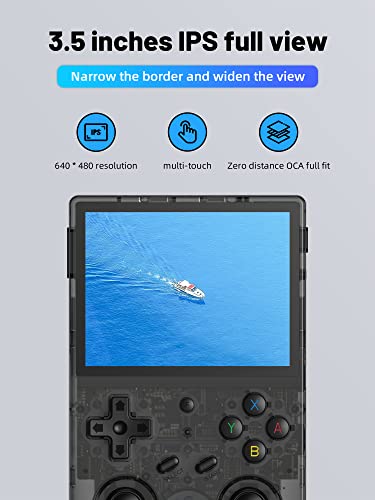 RG353V Handheld Game Console 16G + 128G TF Card, 3.5-Inches Display Dual OS Android 11, Linux System Support 5G WiFi 4.2 Bluetooth, RK3566 Chip Built-in 15000+ Classic Games (Black Transparent)