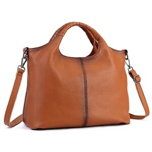 genuine leather handbags purses for women,top handle satchel handbags crossbody tote bags hobo bag for ladies brown