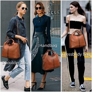 Genuine Leather Handbags Purses for Women,Top Handle Satchel Handbags Crossbody Tote Bags Hobo Bag for Ladies Brown