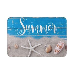 nichpedr welcome rectangular door mat white sand star fish shells entrance way rugs doormats soft non-slip washable bath rugs floor mats for home bathroom kitchen 16×24 inch