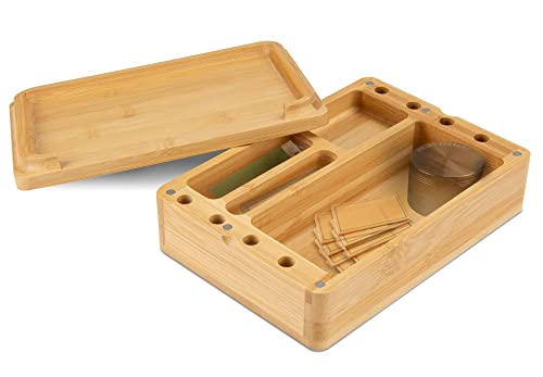 Viking Factory Rolling Tray Stash Box with Magnetic Suction - Plenty of Storage Space to Organise Herbal Accessories is Organised Neatly in Each Compartment