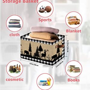 Large Capacity Storage Bins Christmas Animal Moose Elk Xmas Tree Storage Cubes, Collapsible Storage Baskets for Organizing for Bedroom Living Room Shelves Home 15x11x9.5 In