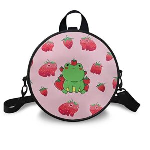 xixirimido frog strawberry backpack for girls mini purse women’s crossbody handbag with zipper round lightweight tote bag messenger daypack