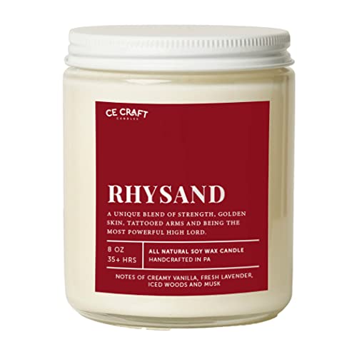 C&E Craft - Rhysand Scented Candle - Iced Vanilla Woods Candle - Book Inspired Candle - Book Gift - Bookish Candle - Gift for Her, Book Boyfriend